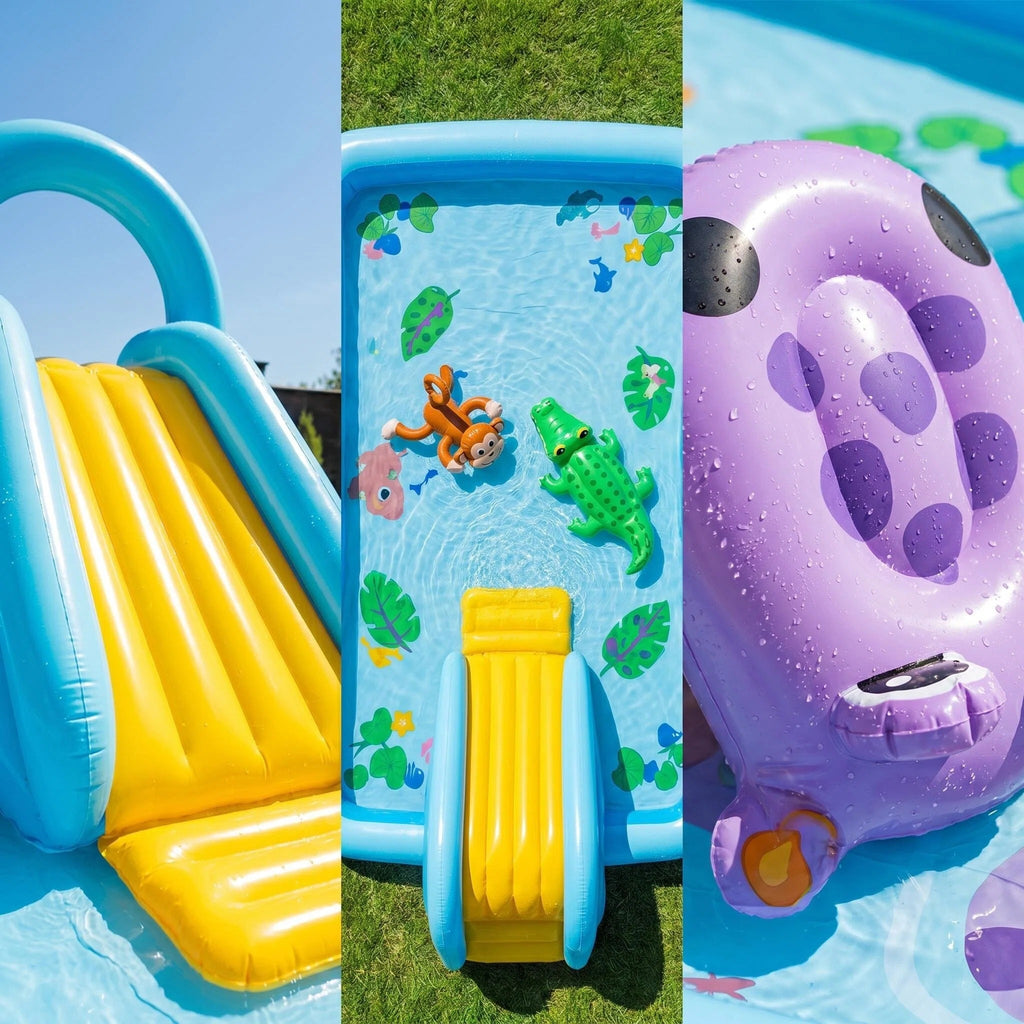 Kids Inflatable Summer Water Park Play Pool with Dual Slides & Animal Sprinklers