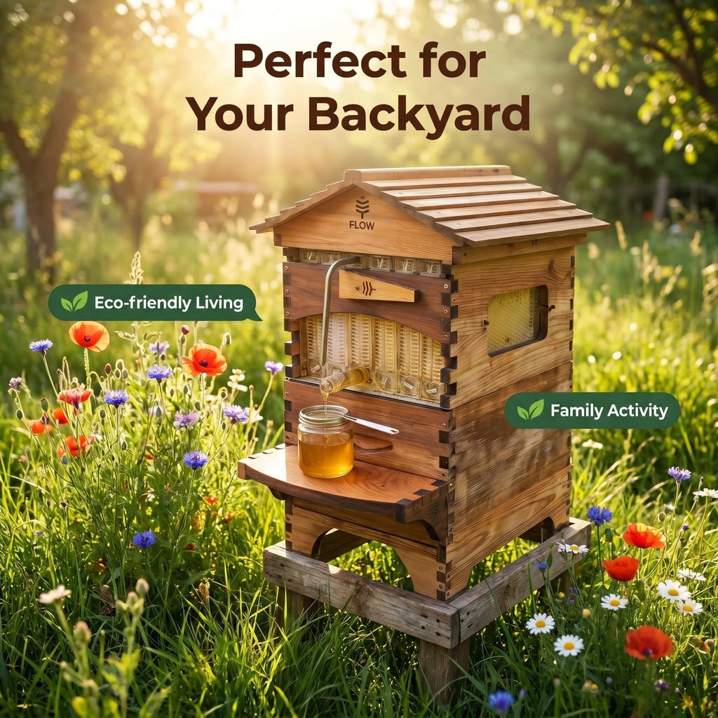 Beehive with Auto-Flow Technology, Effortless Honey Harvesting Beekeeping Kit