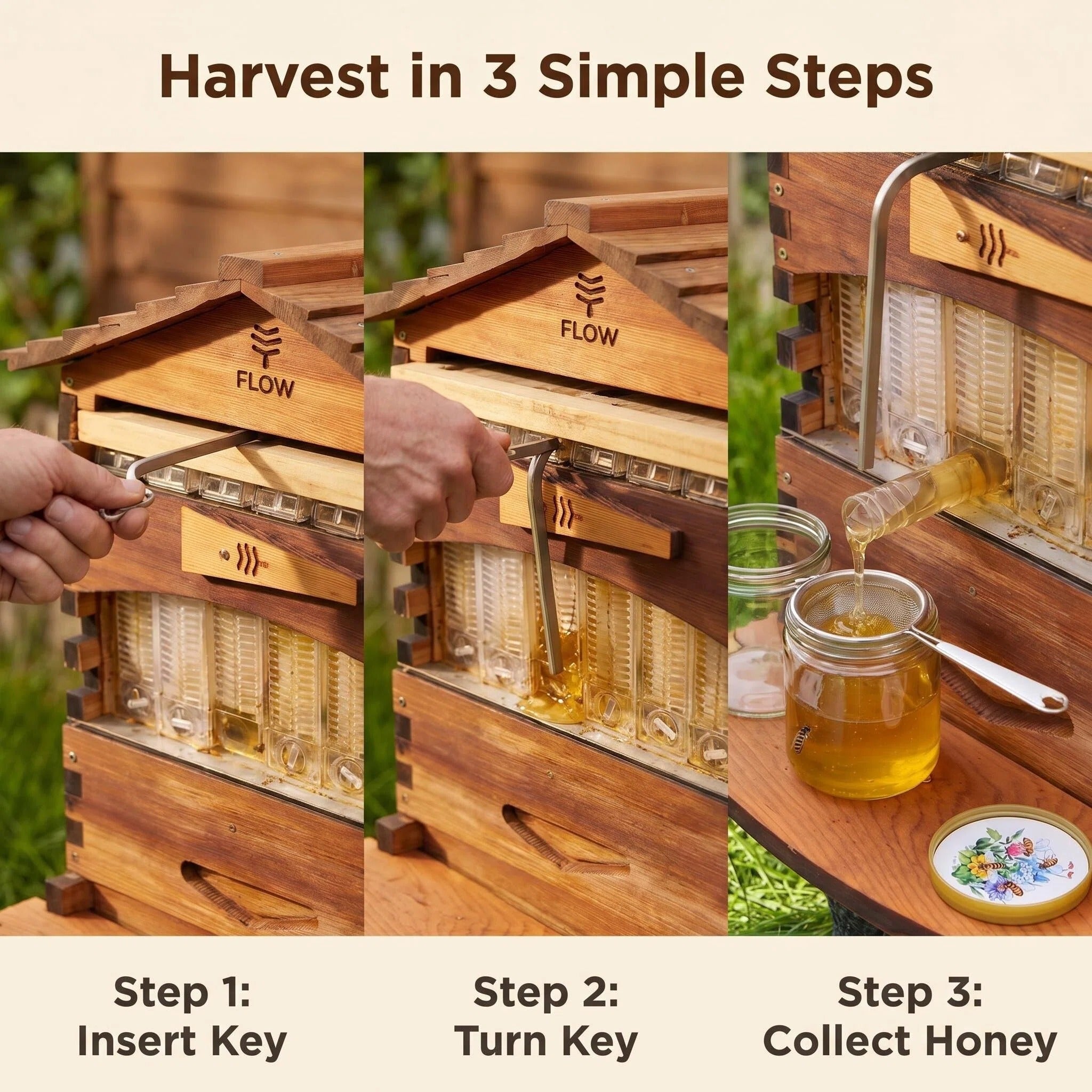 Beehive with Auto-Flow Technology, Effortless Honey Harvesting Beekeeping Kit